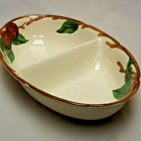 Franciscan Earthenware Hand Painted Apple Divided Oval Vegetable Bowl USA 63-71 - Picture 7 of 13